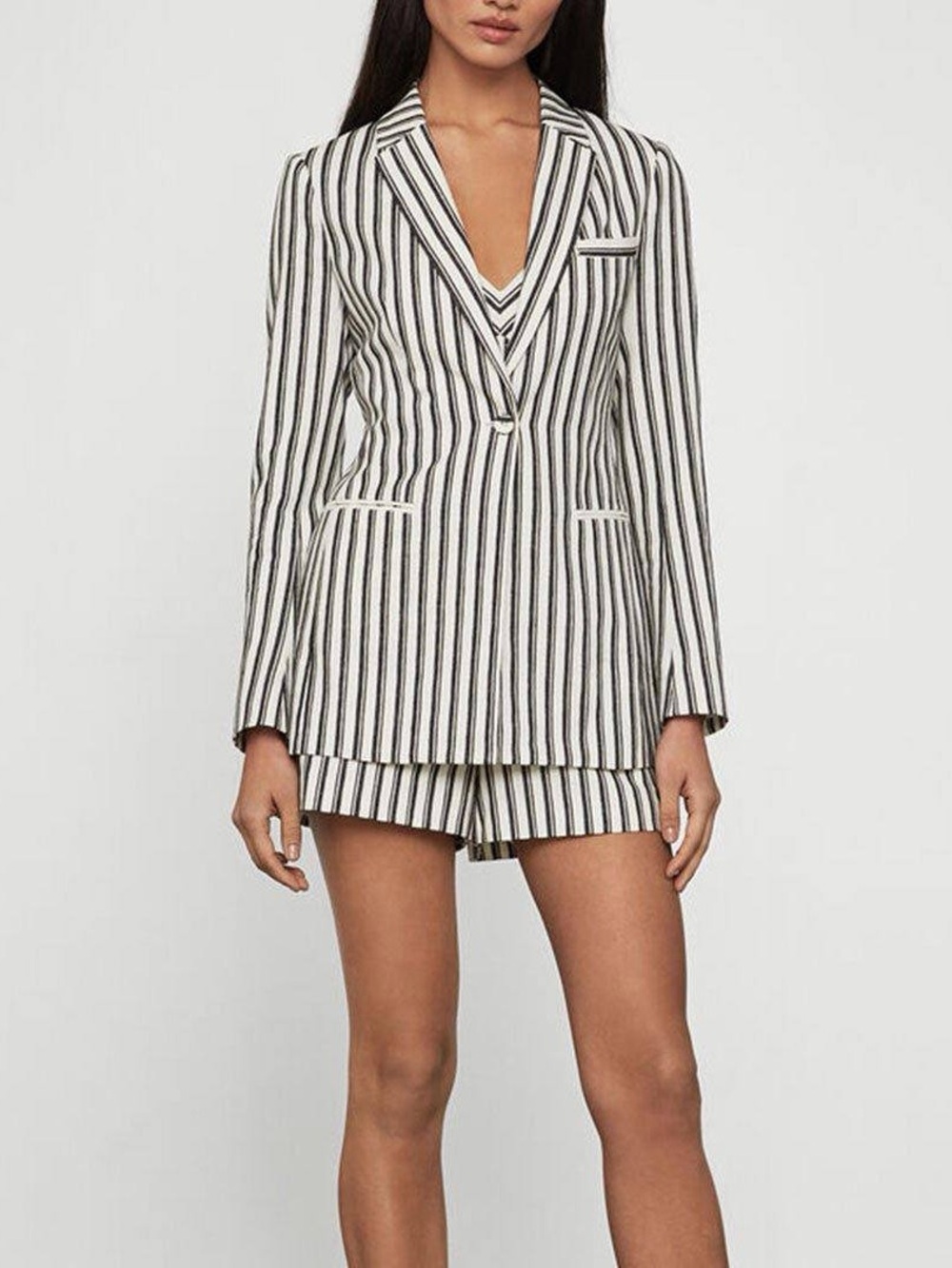 BCBGMaxAzria Striped Blazer in Black and White